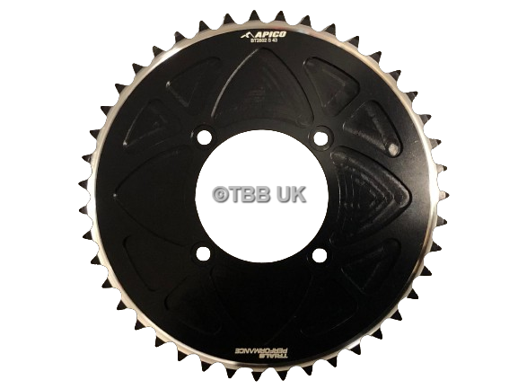 APICO 4 BOLT REAR SOLID TYPE TRIALS SPROCKET 43T TEETH