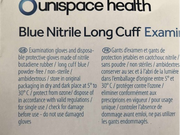Unispace NITRILE BLUE POWDER FREE WORKSHOP GLOVES SIZE LARGE X100 LONG CUFF