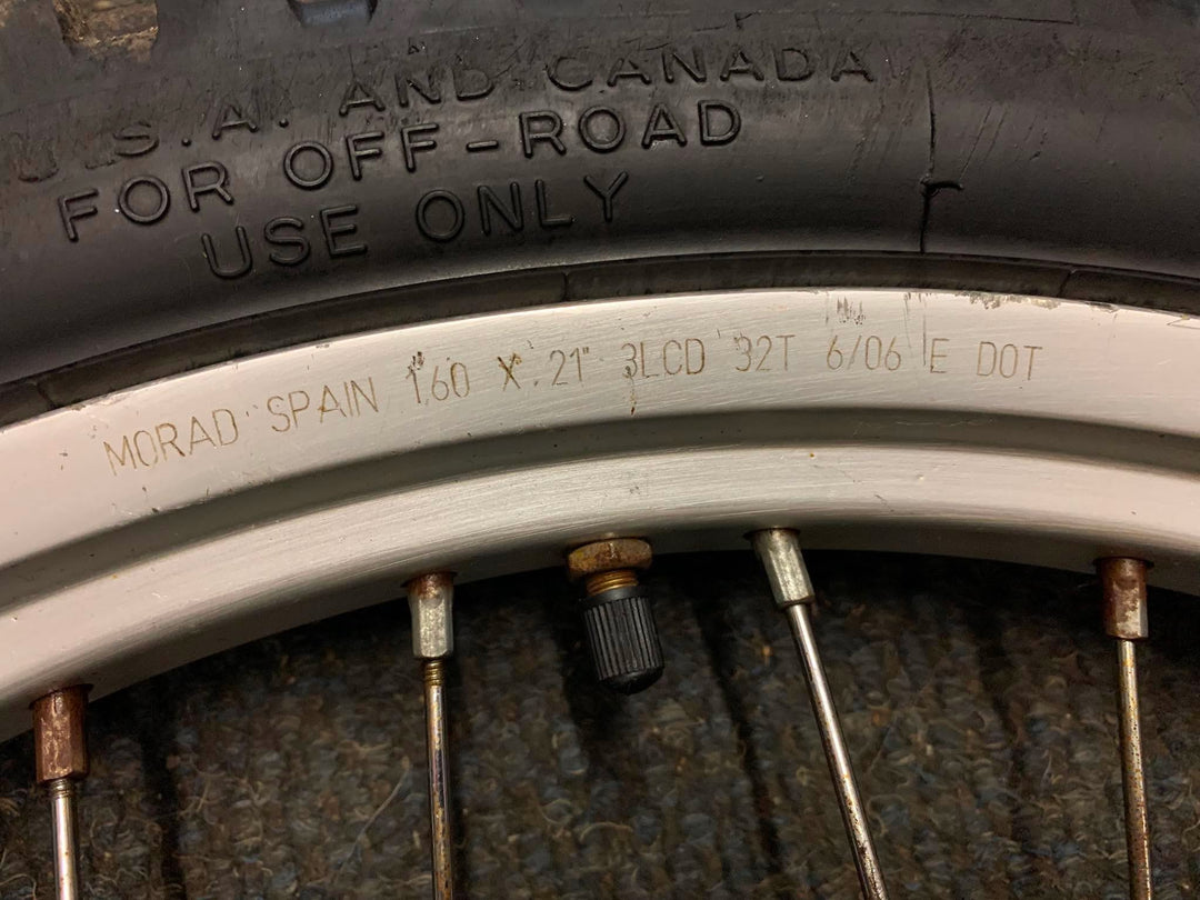 USED 2004>2015 GAS GAS PRO FRONT WHEEL WITH DISC & TYRE TO FIT MARZOCCHI FORKS