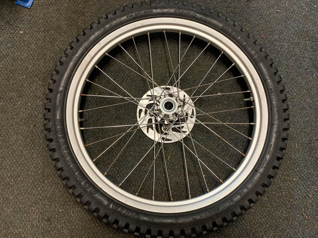 USED 2004>2015 GAS GAS PRO FRONT WHEEL WITH DISC & TYRE TO FIT MARZOCCHI FORKS
