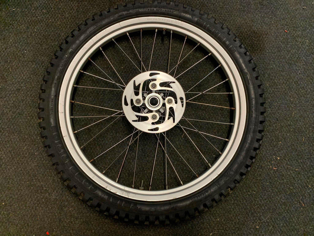 USED 2004>2015 GAS GAS PRO FRONT WHEEL WITH DISC & TYRE TO FIT MARZOCCHI FORKS