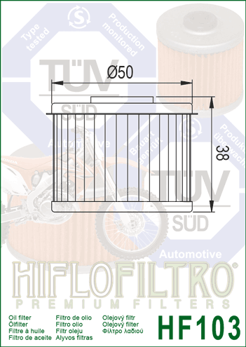 HIFLO HF103 OIL FILTER CRF250L CRF300L