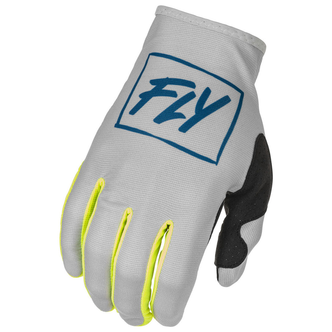 FLY 2022 LITE ADULT MOTOX ENDURO TRIALS GLOVES GREY/TEAL/HI-VIS SMALL