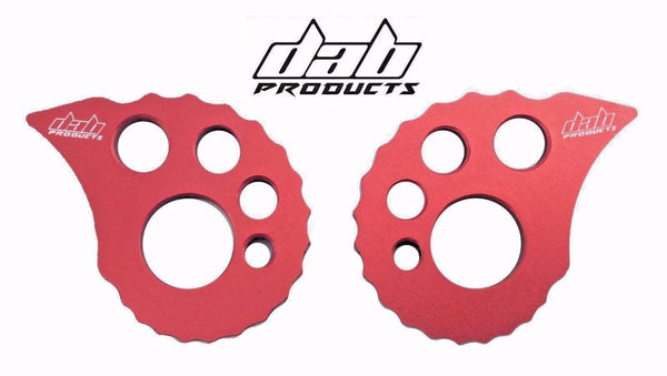 DAB PRODUCTS 17MM REAR AXLE SPINDLE ADJUSTABE OVERSIZE SNAIL CAMS RED 1PR - Trials Bike Breakers UK