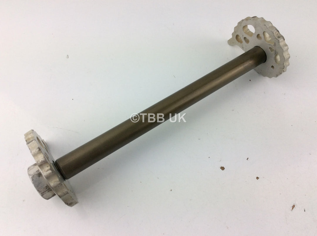USED 1994>2005 GAS GAS TRIALS REAR AXLE SPINDLE WITH SNAIL CAMS AND NUTS